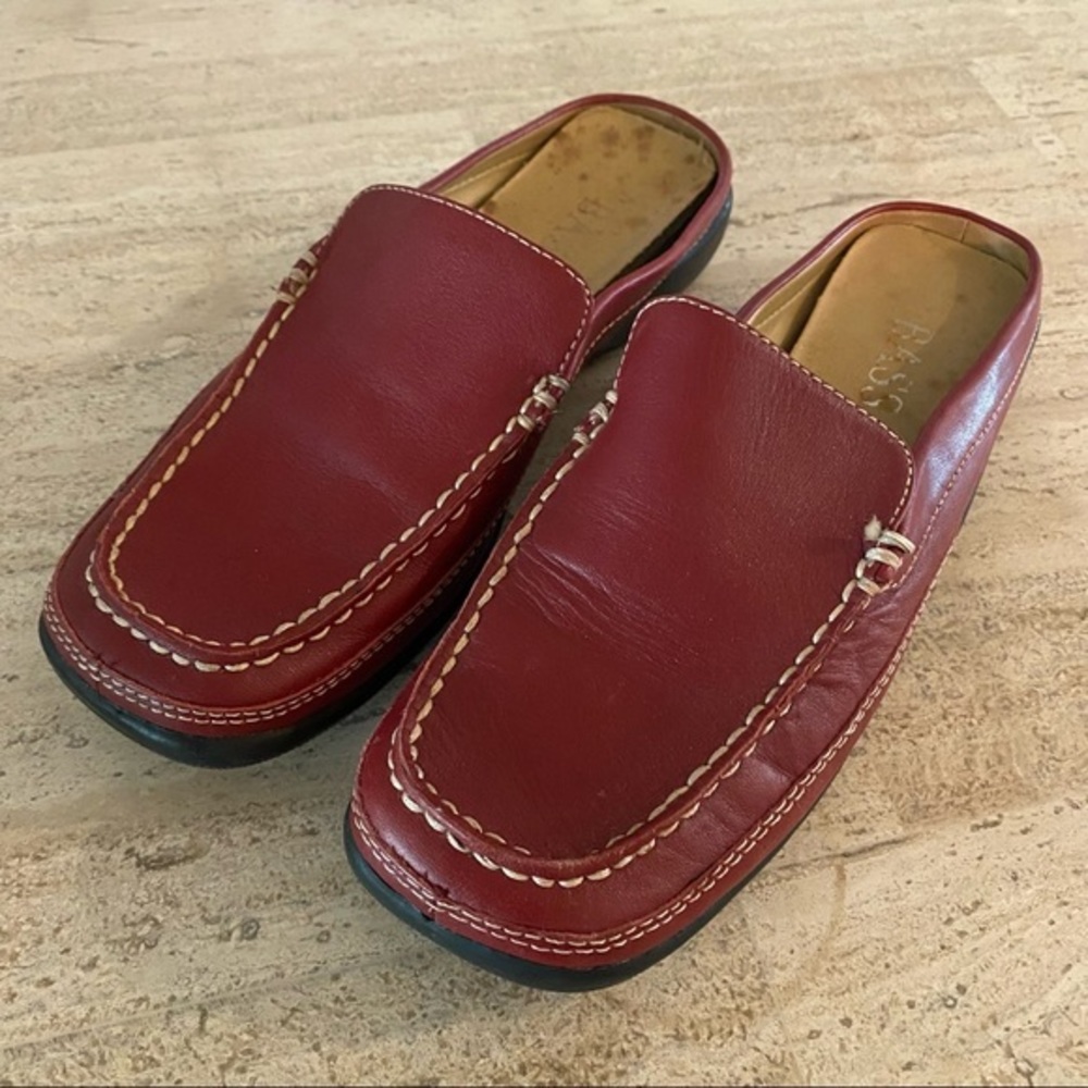 BASS Red Leather Slip on Shoes